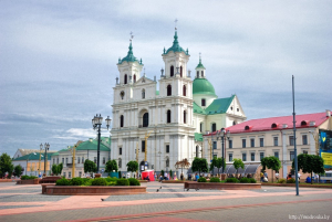 Organized touristic groups can visit clock tower of Cathedral Church in the city of Grodno.